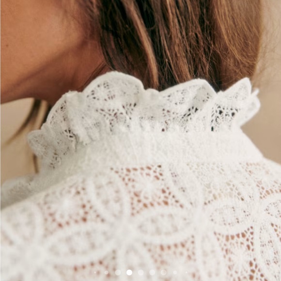 Sezane Chlo Blouse Lace Ecru Size 44 - Picture 8 of 9